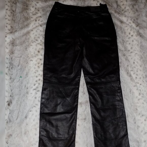 Tommy Hilfiger 100% Leather Straight Leg Pants - Black - Picture 7 of 14